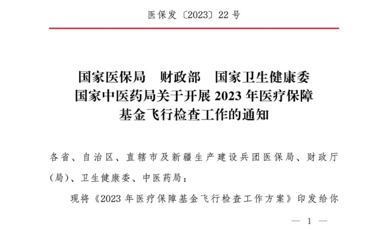 《2023年医疗保障基金飞行检查工作方案》政策解读